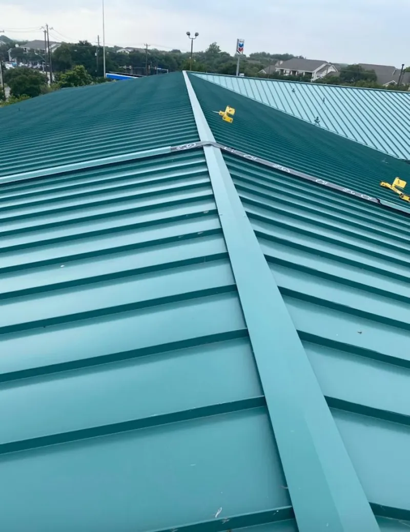 Green commercial metal roof ridge and valley for Metal Roof Repair in Carlsbad